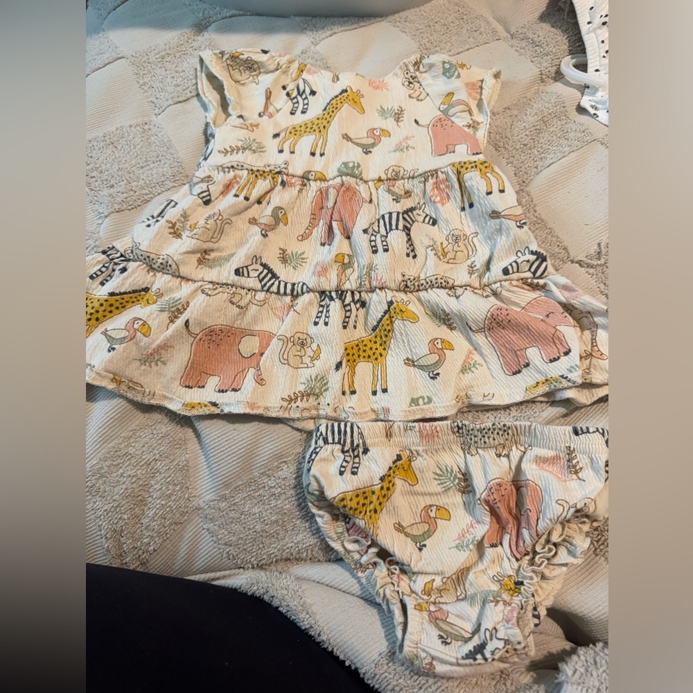 Animal Print Kids Dress and Bloomers Set